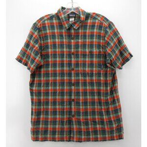 VINTAGE Patagonia Shirt Medium Button Down Seersucker Plaid Organic